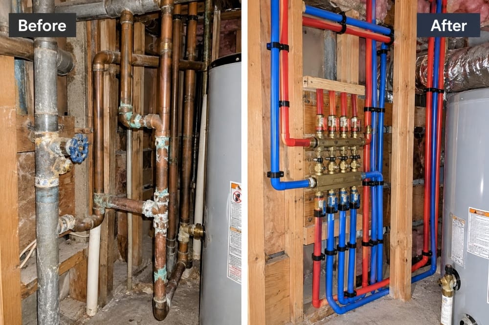 Whole-House Repiping Manifold in Bennett